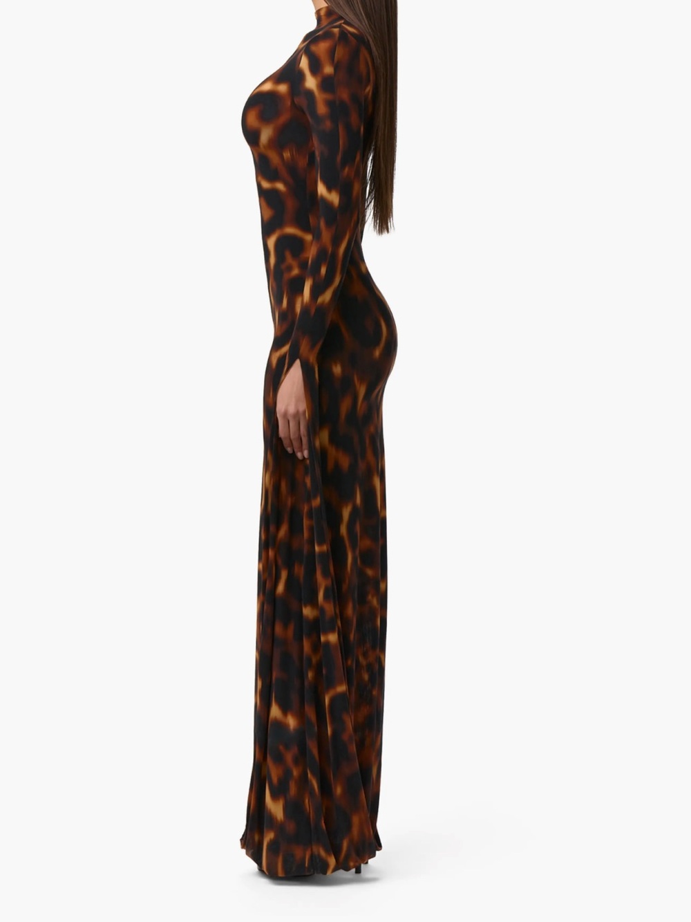 Naked Wardrobe Tortoiseshell Draped Long Sleeve Maxi Dress - Picture 3 of 7